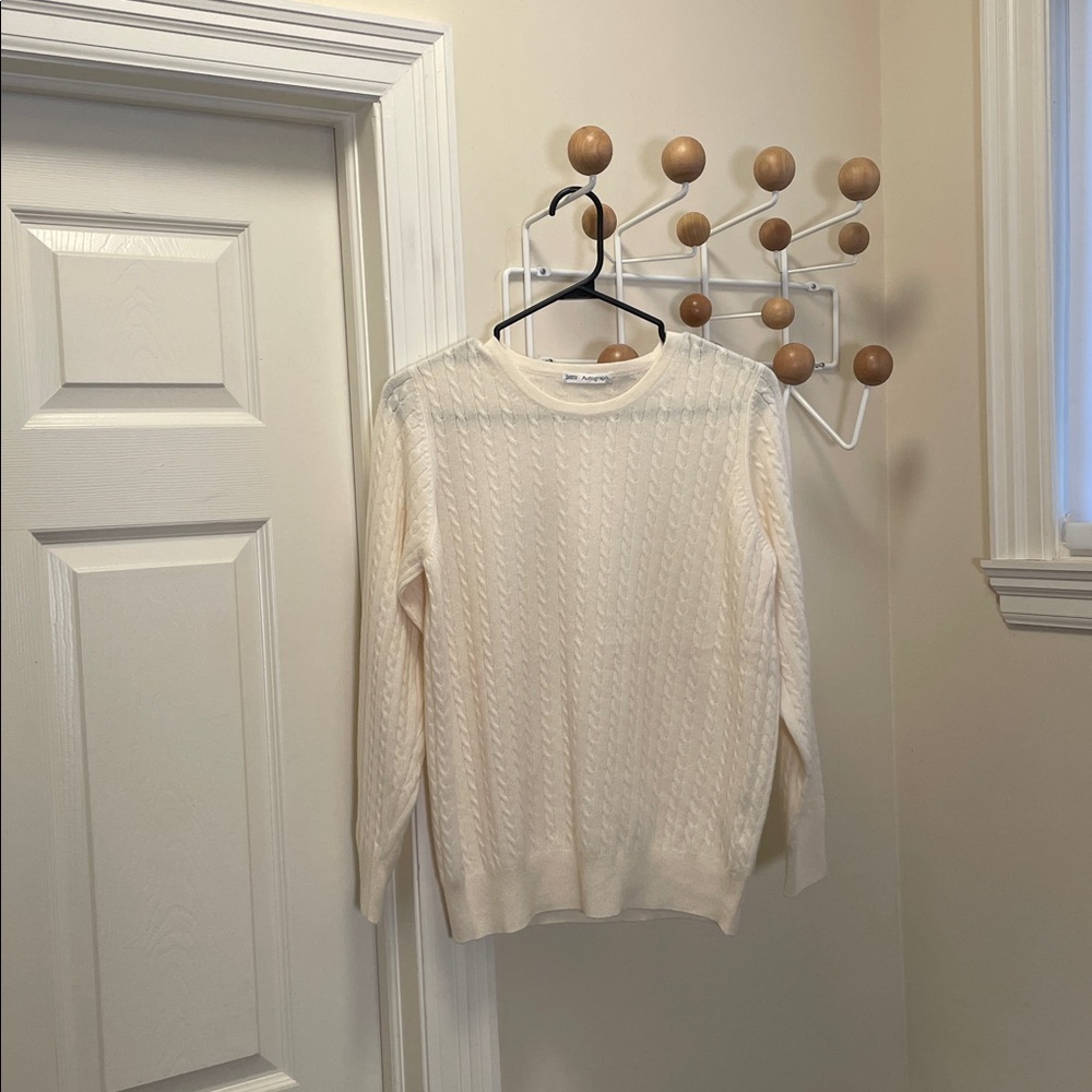 Autograph - Classic Cashmere Cable Knit Style Sweater - Cream Neutral - S
